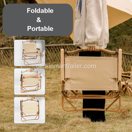 Outdoor Camping Holzkornfarbe Khaki Oxford Aluminium Faltbarer Stuhl